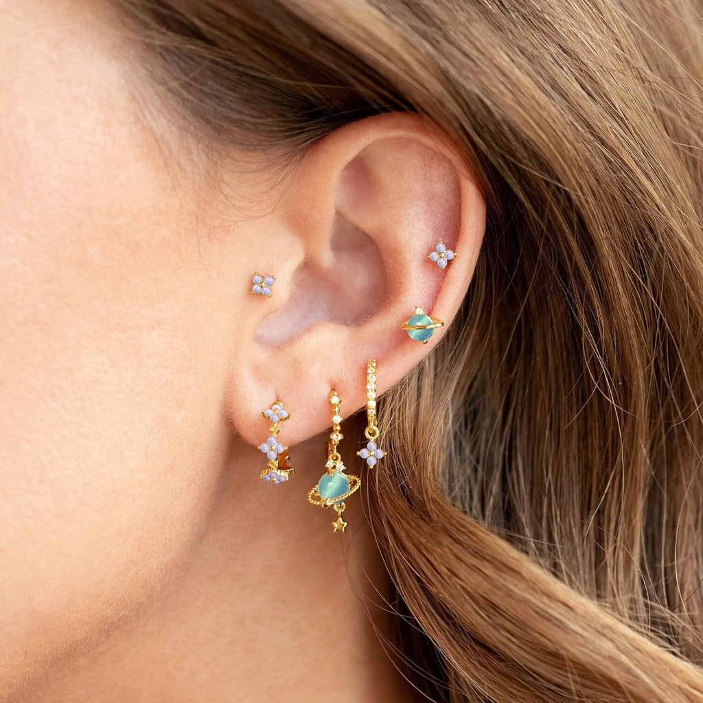 Sterling Silver Post Earrings for Women - Hypoallergenic Cartilage Earrings Dainty 14K Gold Plated Stud Huggie Hoop Earrings Dangle Chain Earrings Gold Plated Jewelry