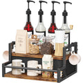 Homeiju Coffee Syrup Organizer Rack, 2-Tier Coffee Bar Accessories, Bottle Holder Stand With K Cup Storage Drawer For Coffee Bar, Wine Rack, Storage Shelves For Syrup. (Rustic Brown)