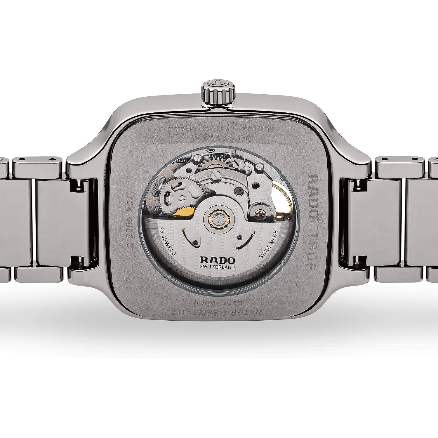 Rado - True Square Open Heart - Unisex Automatic Swiss Watch - 38Mm Square Blue Dial - High-Tech Ceramic Bracelet - R27083202