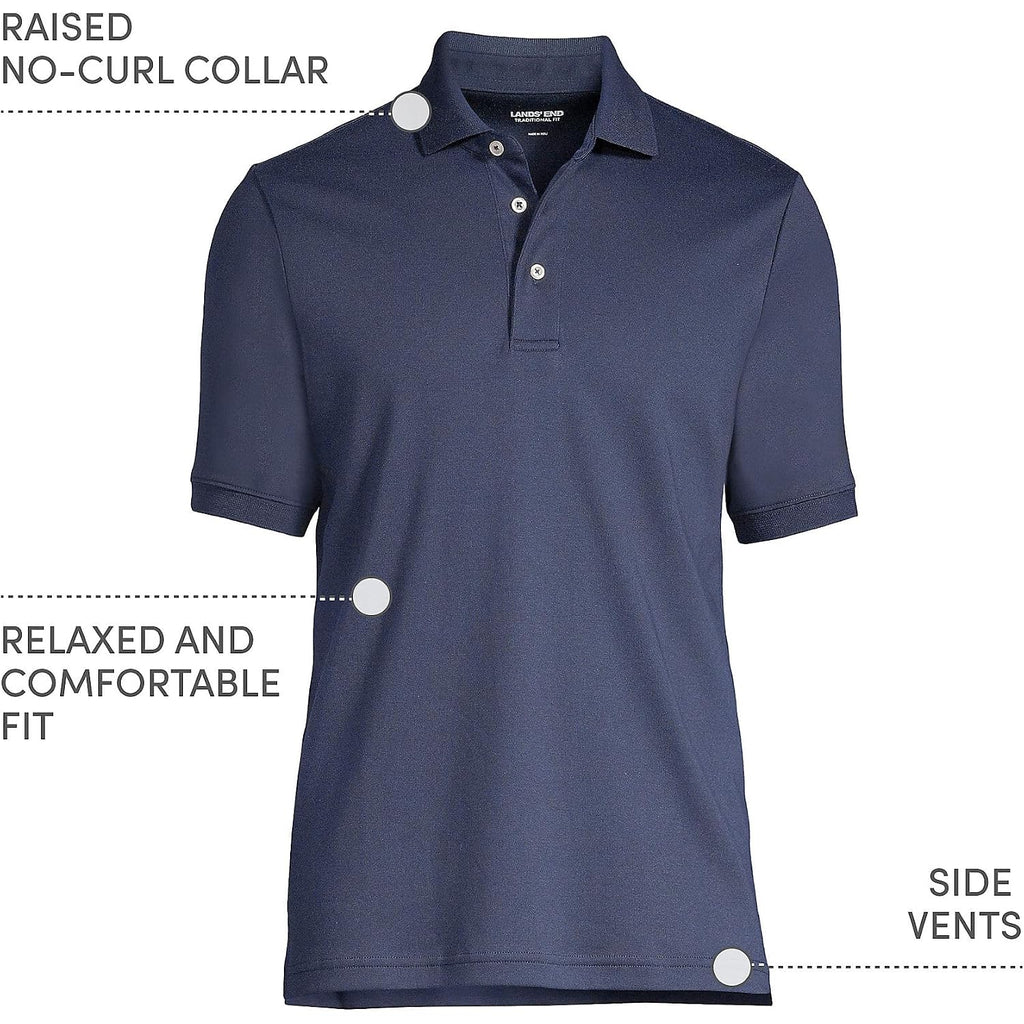 Lands' End Men'S Short Sleeve American-Grown Supima Cotton Polo Shirt