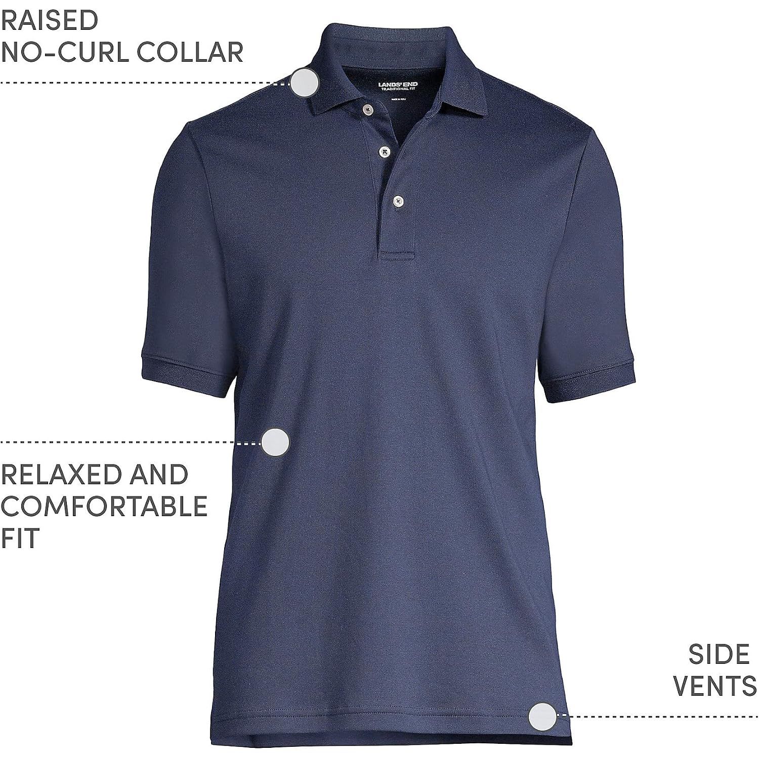 Lands' End Men'S Short Sleeve American-Grown Supima Cotton Polo Shirt
