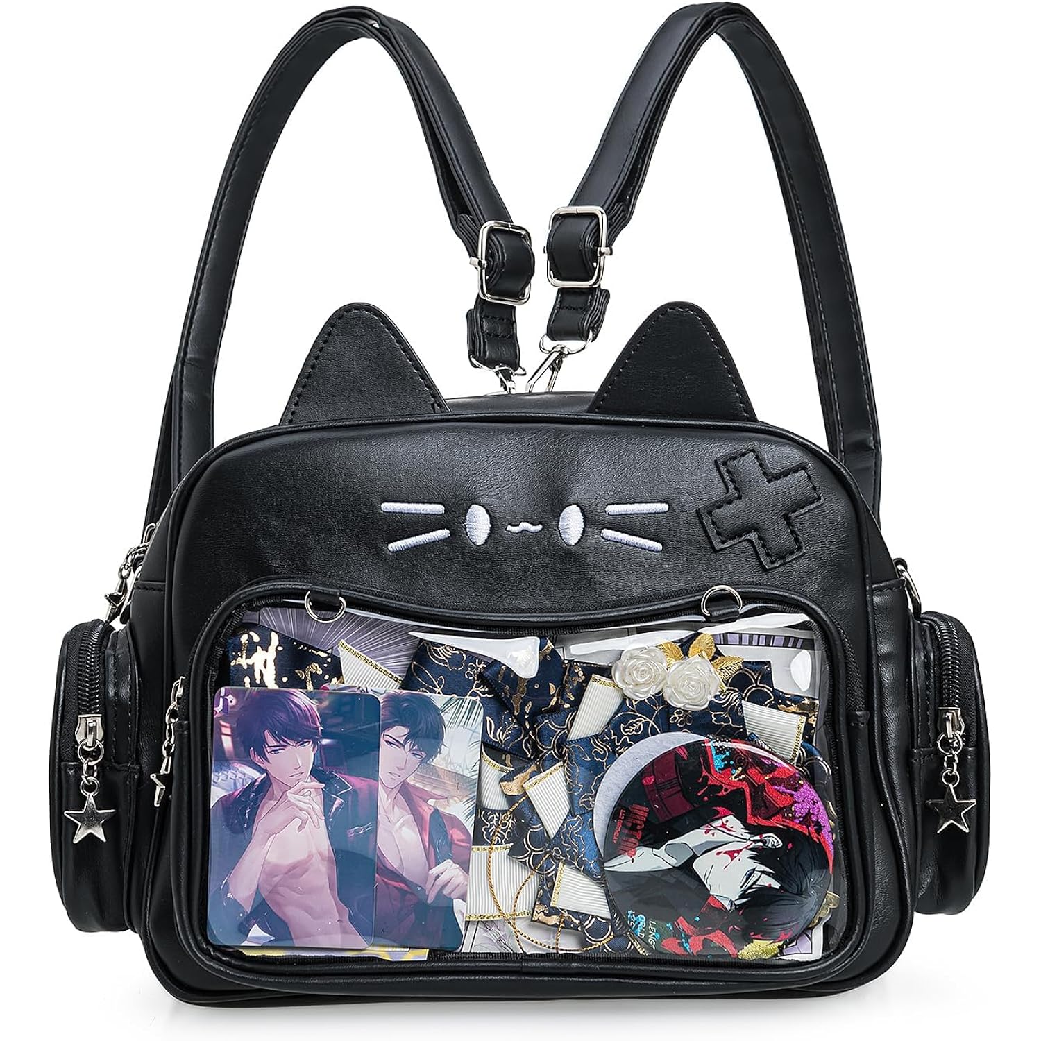 Kawaii Cat Ita Bag Crossbody Shoulder Backpack With Insert Pin Display | Protect Dolls & Enamel Pins, For Daily Trips And Kpop Concert Outings
