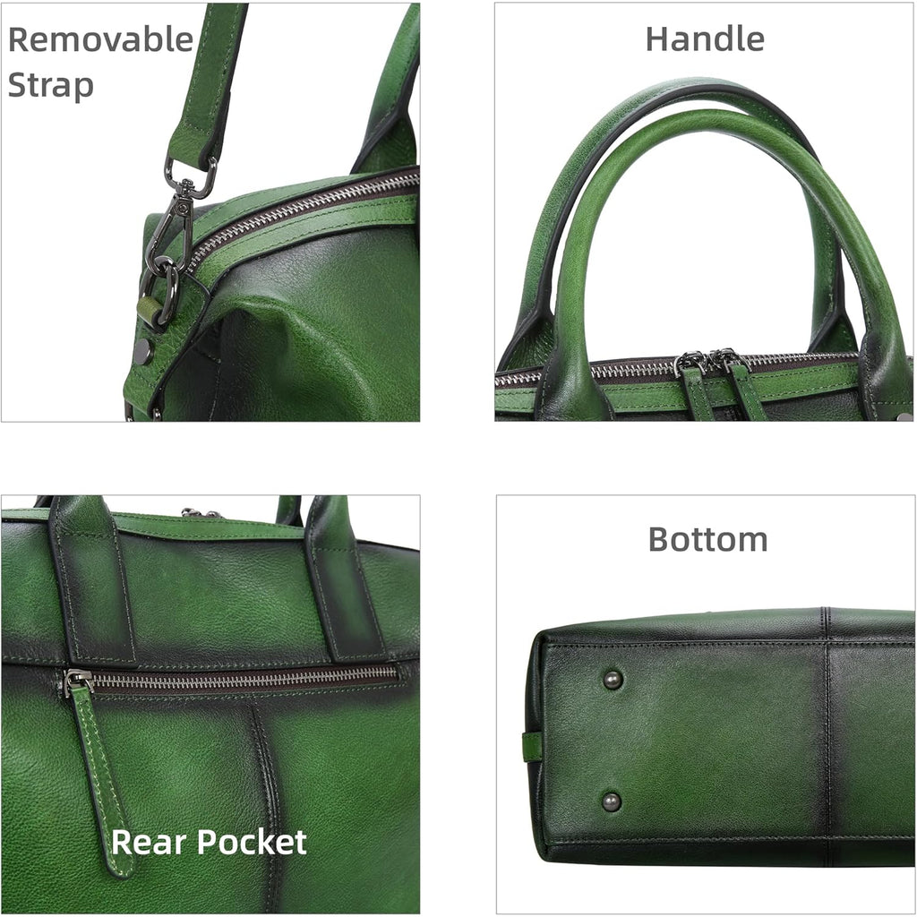 Iswee Genuine Leather Satchel Tote Bag Top Handle Handbag Designer Shoulder Bag Large Capacity Cross Body Bag
