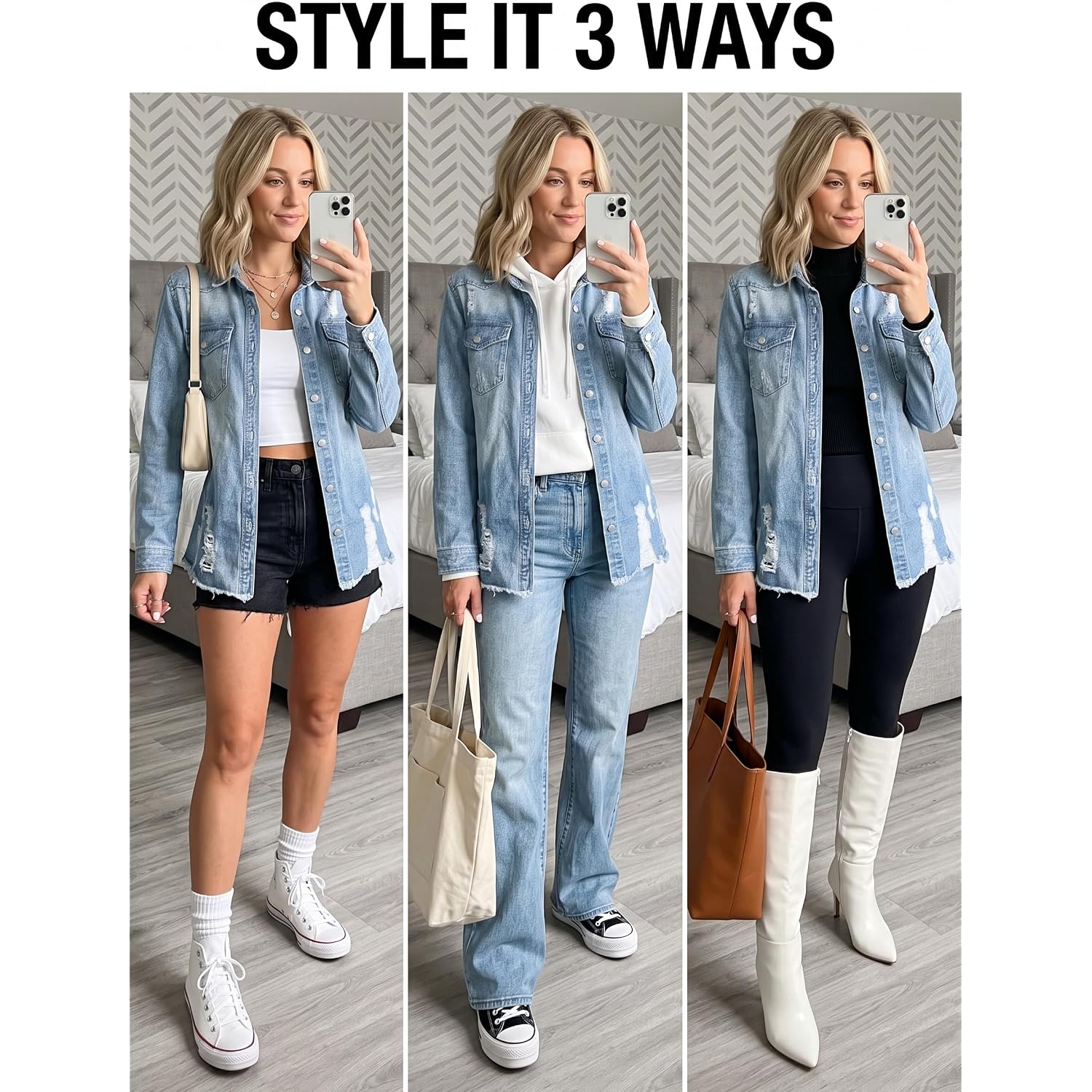 Dokotoo Women'S Oversized Denim Jacket Casual Long Sleeve Denim Shirts Distresse Jean Jacket