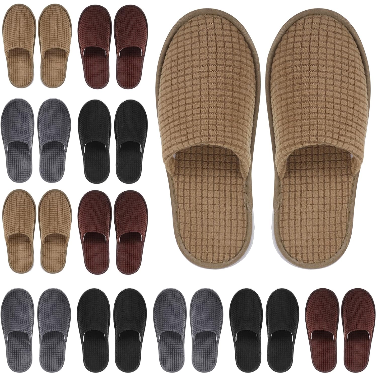 Geyoga 12 Pair House Slipper for Guest Non Slip Disposable Slipper for Travel Washable Reusable Closed Toe Hotel Bridesmaid Indoor Spa Wedding Party Shoeless Home
