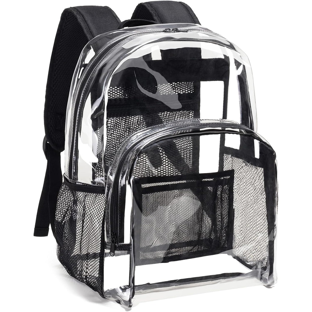 Vorspack Clear Backpack Heavy Duty Pvc Transparent Backpack With Reinforced Strap Stitches & Large Capacity For College Workplace Security - Black