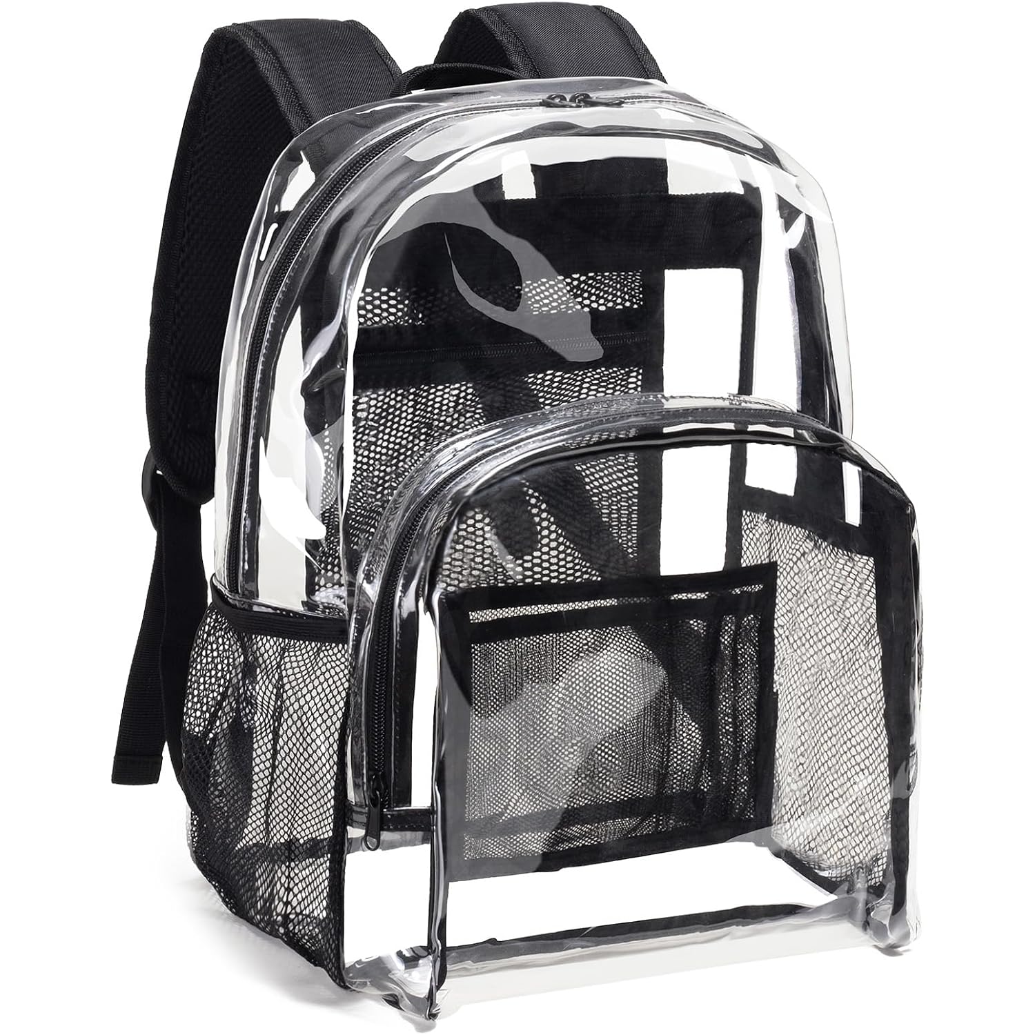 Vorspack Clear Backpack Heavy Duty Pvc Transparent Backpack With Reinforced Strap Stitches & Large Capacity For College Workplace Security - Black