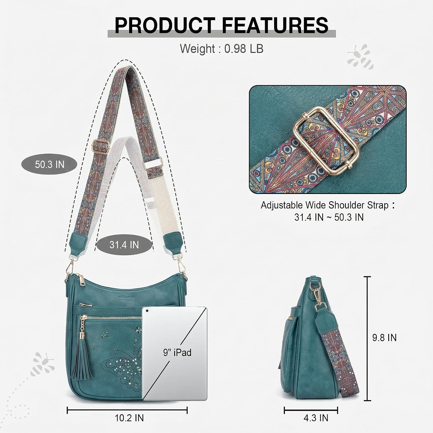 Medium Crossbody Bags For Women Trendy, Women'S Butterfly Shoulder Handbags With Tassel