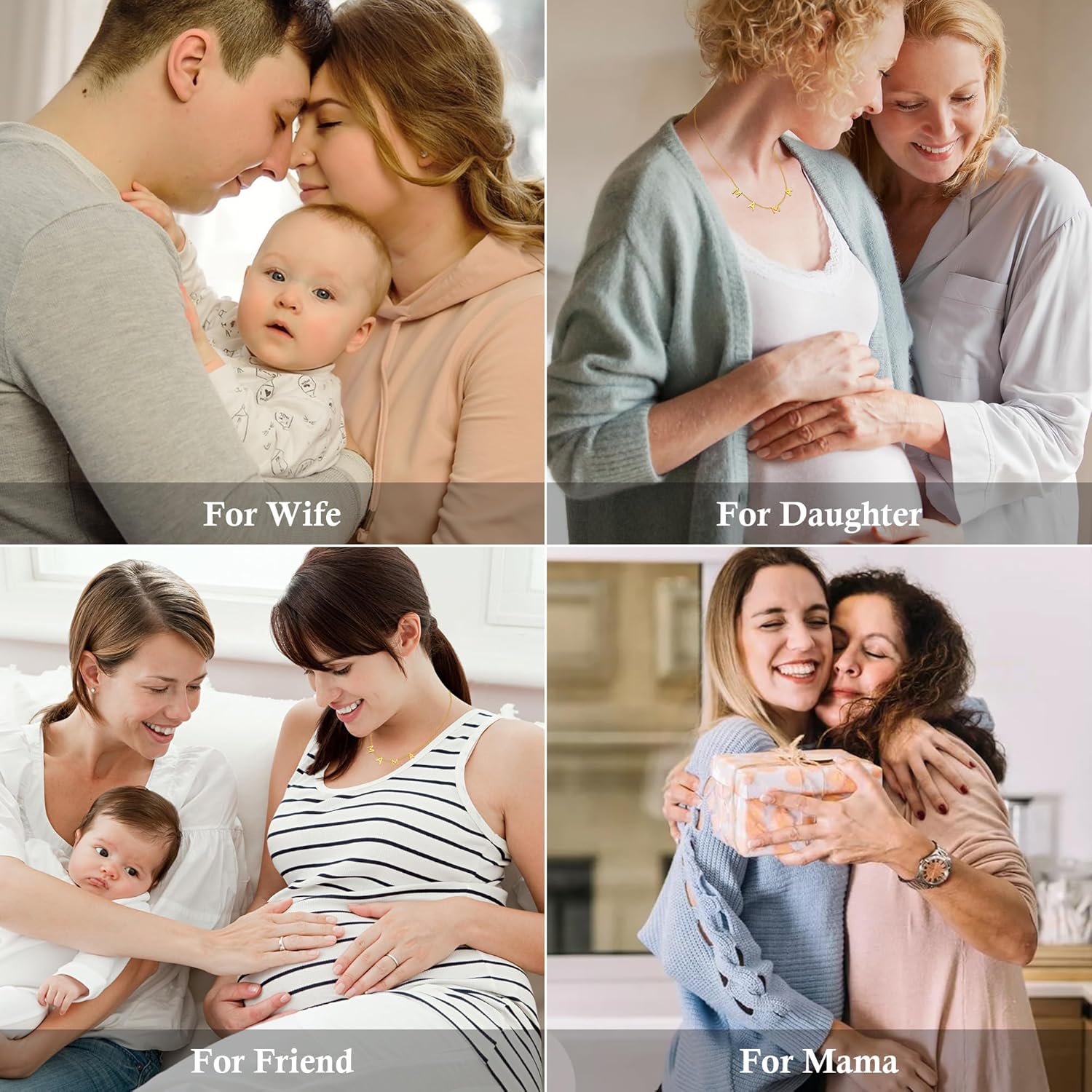 SmileBelle Necklaces for Women as First Mothers Day Gifts, Mama Necklace as New Mom Gifts Gigi Necklace as Gigi Gift Mimi Necklaces as Gift for Mimi First Time Mommy Jewelry for Expecting Mother