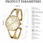 Collections Women's Elegant Analog Quartz Watch - 33mm Case, Casual Metal Cuff Bangle Design, Adjustable Fit for 7-8 Inch Wrist Size