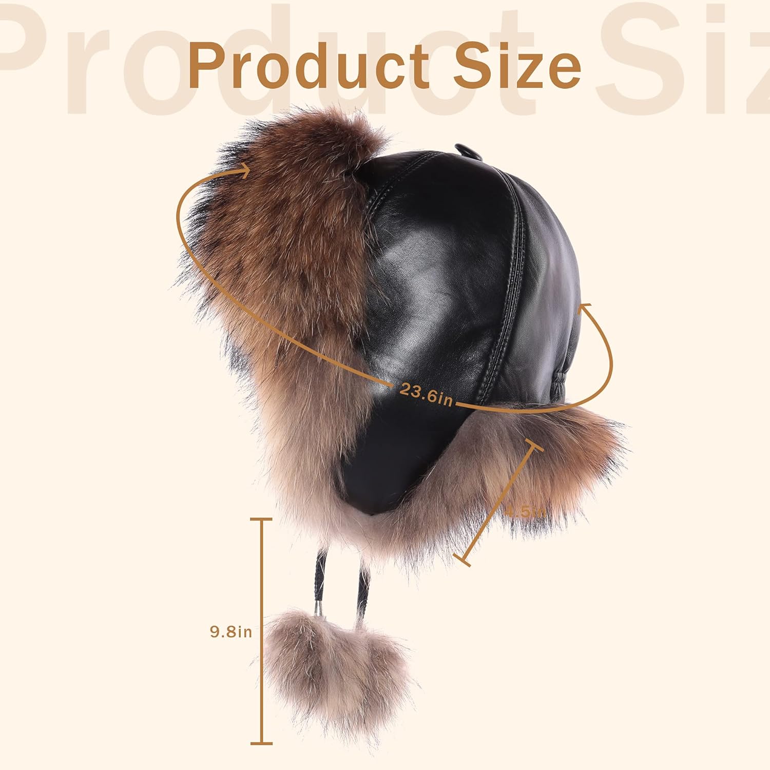 Fur Story Women's Fur Trapper Hat with Sheepskin Earflap Warm Hat Winter hat with Pom Pom