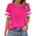 Xieerduo Women Blouses Dressy Casual Summer Tops Color Block Short Sleeve Shirts Fashion Business Casual Outfits