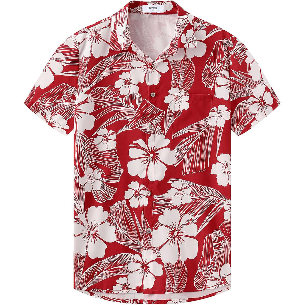 Kyku Hawaiian Shirt For Men: Beach Vacation Summer Short Sleeve Button Down Mens Shirts Casual Stylish