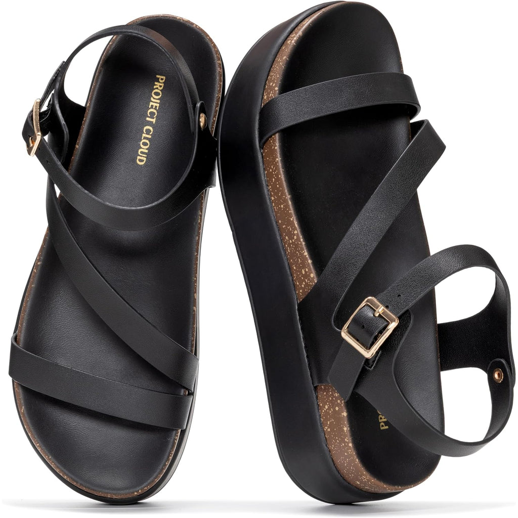 Project Cloud Platform Sandals Women Footwear - Plush & Soft Insole Wedge Sandals For Women Footwear Stylish Platform Shoes With Adjustable Straps (Mellow)
