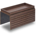 Detor Couch Arm Tray With Spacious 12.4" X 5.4" Storage Box, Walnut Bamboo Finish, Enhanced Non-Slip Felt Bottom, Sturdy Bamboo Slats, Fits Armrests 6" And Wider