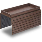 Detor Couch Arm Tray With Spacious 12.4" X 5.4" Storage Box, Walnut Bamboo Finish, Enhanced Non-Slip Felt Bottom, Sturdy Bamboo Slats, Fits Armrests 6" And Wider