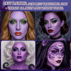 Bobisuka Purple Cream Face & Body Paint Palette Kit With 3 Brushes 3 Sponges, Highly Pigmented Easy To Blend Long Lasting Makeup For Ursula, Witch, Gothic Queen Celebrations Costume & Theme