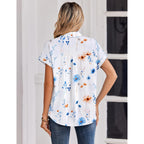 Women Blouses Short Sleeve Button Down Shirts Business Casual Dressy Work Tops Summer Spring Clothes