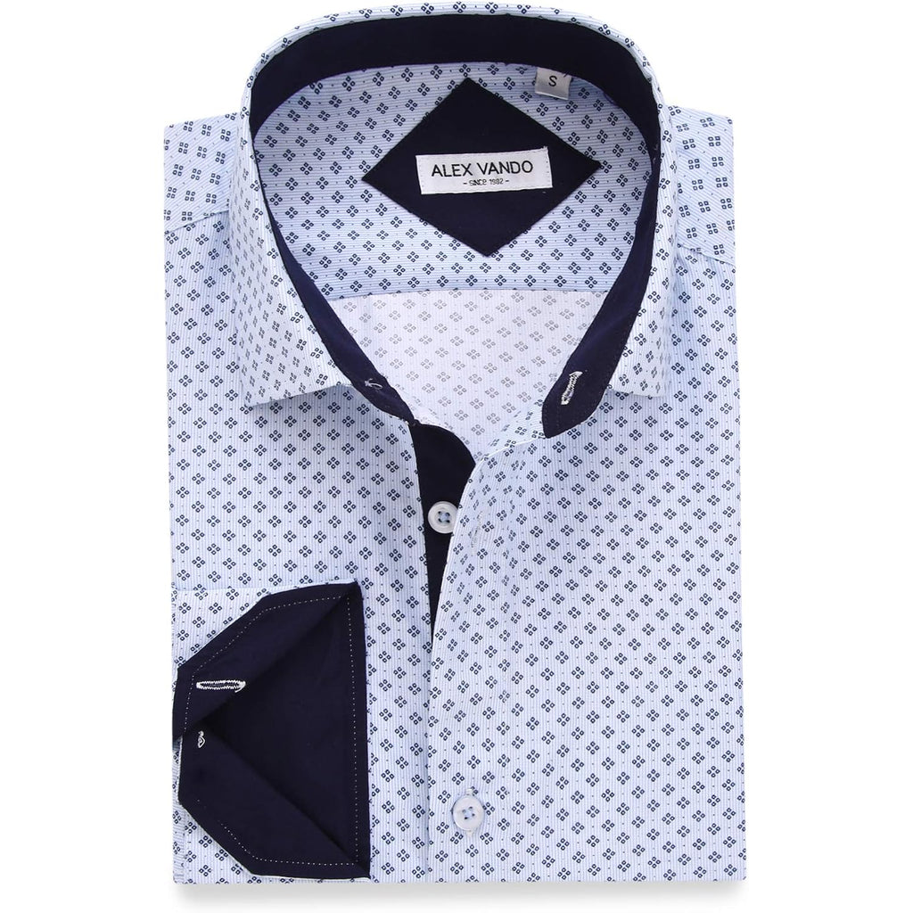 Alex Vando Mens Printed Dress Shirts Long Sleeve Regular Fit Button Down Shirt