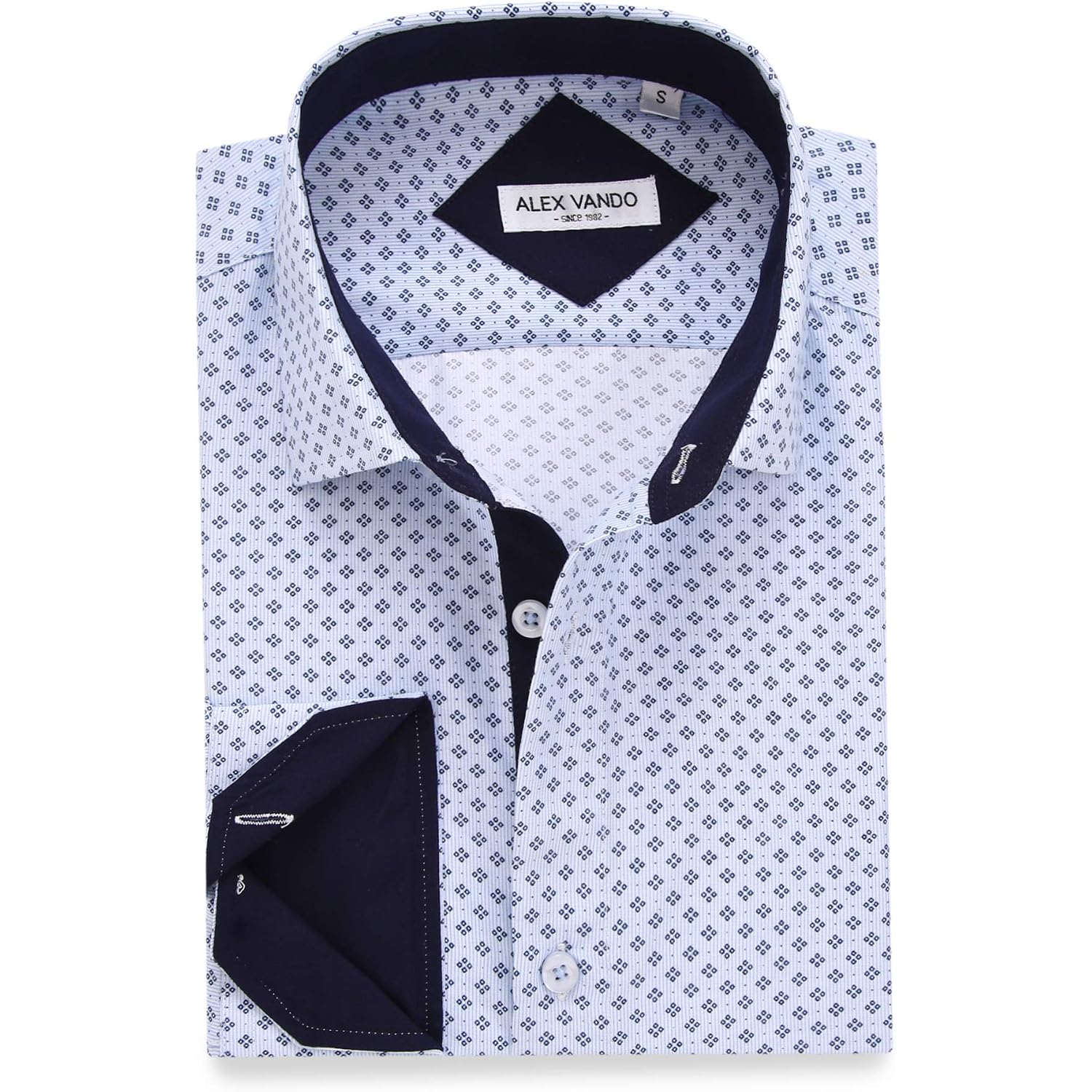 Alex Vando Mens Printed Dress Shirts Long Sleeve Regular Fit Button Down Shirt