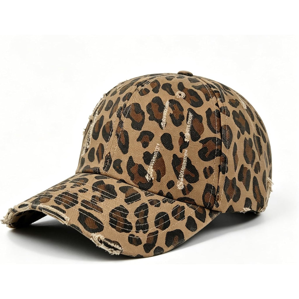 Womens Leopard-Baseball-Hat - Adjustable Sun Protection Sports Caps Leopard Print Dad Trucker Hat Leopard