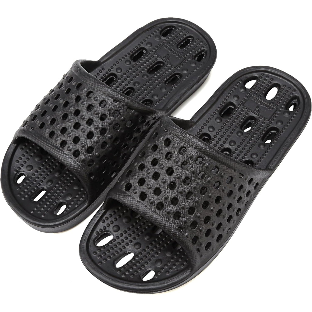 Clootess Shower Shoes Slide For Men And Women Holes Bath Slipper Bathroom Sandal Pool Gym College Dorm Non-Slip