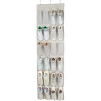 Amazon Basics 24 Medium Mesh Pocket Over-The-Door Hanging Shoe Organizer, Space Saving Shoe Storage, Light Grey | Over-The-Door