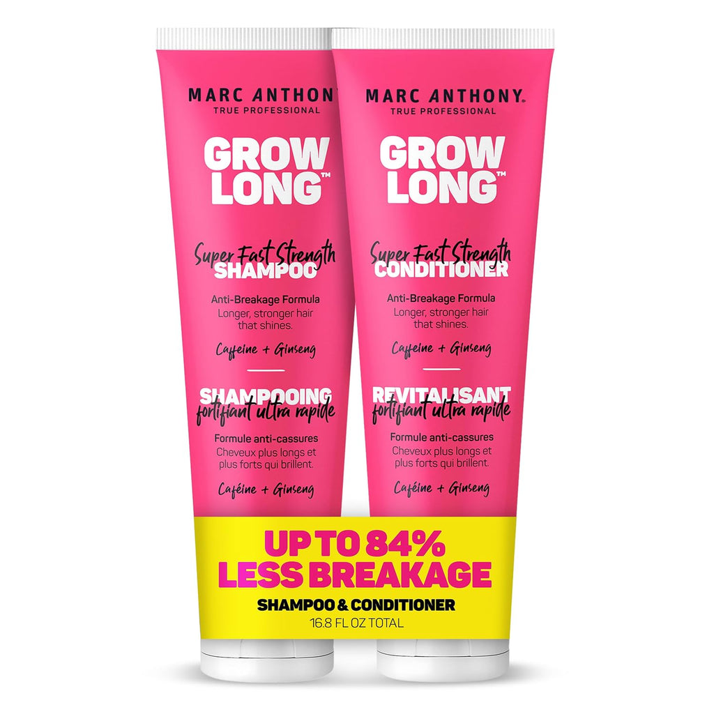 Marc Anthony Shampoo And Conditioner Gift Set, Grow Long Biotin - Anti-Frizz Deep Conditioner For Split Ends & Breakage - Vitamin E, Caffeine & Ginseng For Curly, Dry & Damaged Hair