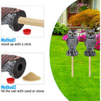 Hedoc 2 Pack Fake Owl Decoys To Scare Birds Away, Rotating Head Bird Deterrents, Nature Enemy Scarecrow Plastic Statues, Pest Repellent For Gardens And Patios