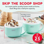 Dash My Mug Ice Cream Maker 2 Pack Bundle | Electric Countertop Soft Serve Ice Cream Machine, 2 Single Serve Half-Pint Freezer Mugs With Ingredient Chute & Recipe Guide, Compact, Aqua