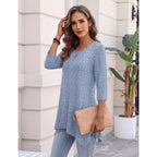 Zeagoo 3/4 Sleeve Womens Tops Dressy Casual Tunics to Wear with Leggings Loose Fit Cute Blouses 2026 Trendy