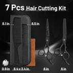Purple Dragon Professional Japan 440C Hair Salon Cutting Shear And Barber Thinning Scissor Hairdressing Shear Set With Bag (Black, 6 Inch)