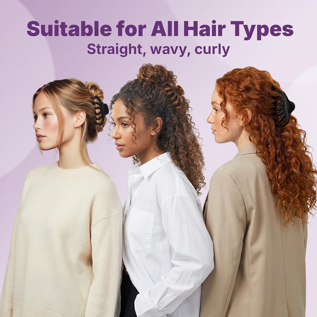 Goody Slideproof Large Hair Clips, Stylish, Secure Grip Octopus Claw Clips For Thick Hair, Styling Accessories For All Occasions & Longer Lengths, Gifts For Women & Girls, Black & Tortoiseshell, 2 Ct