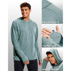 Mier Men'S Upf 50+ Sun Protection Hoodie Long Sleeve Spf Fishing Hiking Running Thumbhole Shirts Hooded Quick Dry Lightweight