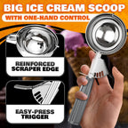 4 Oz Large Ice Cream Scoop With Trigger Release #8 - Stainless Steel Cookie Scoop For Baking, Ice Cream & Cookie Dough, Comfort Grip Handle, Easy Release, Dishwasher Safe, Gifts For Dessert Lovers