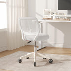 Jpbsto Armless Desk Chair, Height Adjustable Swivel Office Rolling Task Chairs With Soft Mesh Padded Cushion, Ergonomic Small Study Computer Chair For Girls Boys Teens (White, 1Pc)