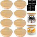 Oui Yogurt Jar Lids - 8 Pack Oui Lids-Natural Bamboo Wood with Silicone Sealing Rings and Oui Yogurt Bottle Label, For 5 Oz Oui Yogurt Jars
