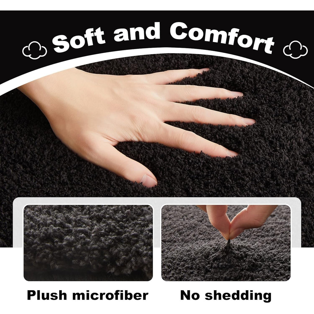 TYUU Black Bathroom Rug, Ultra Soft Bath Rugs Non Slip Washable, Super Absorbent Quick Dry Small Bath Mat with Rubber Backing for Bathroom Floor, Shower, or Sink, Black 16" x 24"