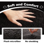 TYUU Black Bathroom Rug, Ultra Soft Bath Rugs Non Slip Washable, Super Absorbent Quick Dry Small Bath Mat with Rubber Backing for Bathroom Floor, Shower, or Sink, Black 16" x 24"