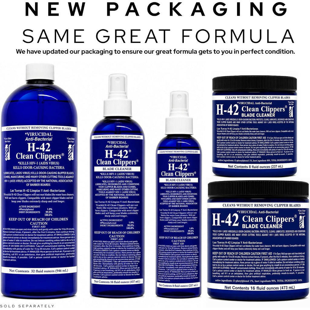 Skin Revolution H-42 Professional Clipper Blade Cleaner - Waterless, Cleans & Cools, 8Oz Spray Bottle