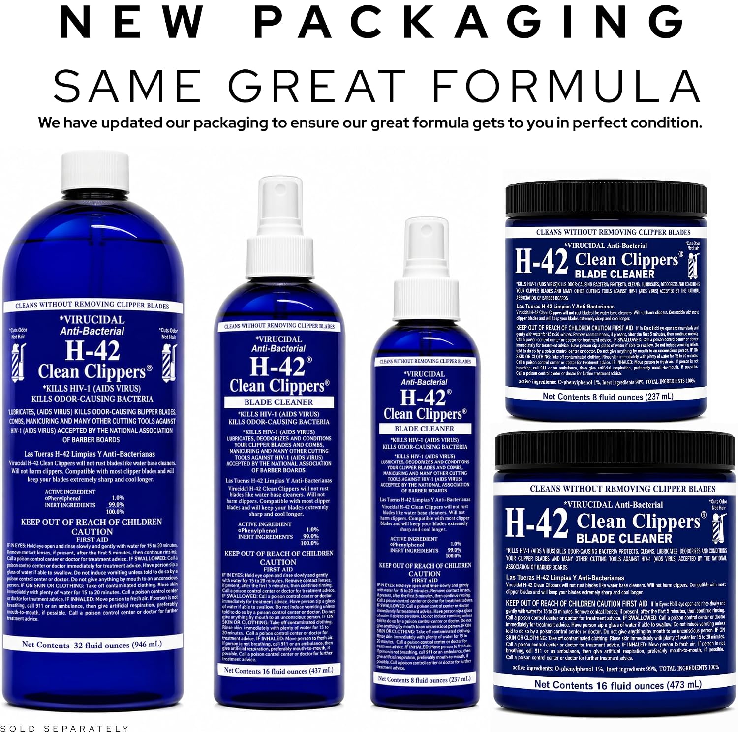 Skin Revolution H-42 Professional Clipper Blade Cleaner - Waterless, Cleans & Cools, 8Oz Spray Bottle