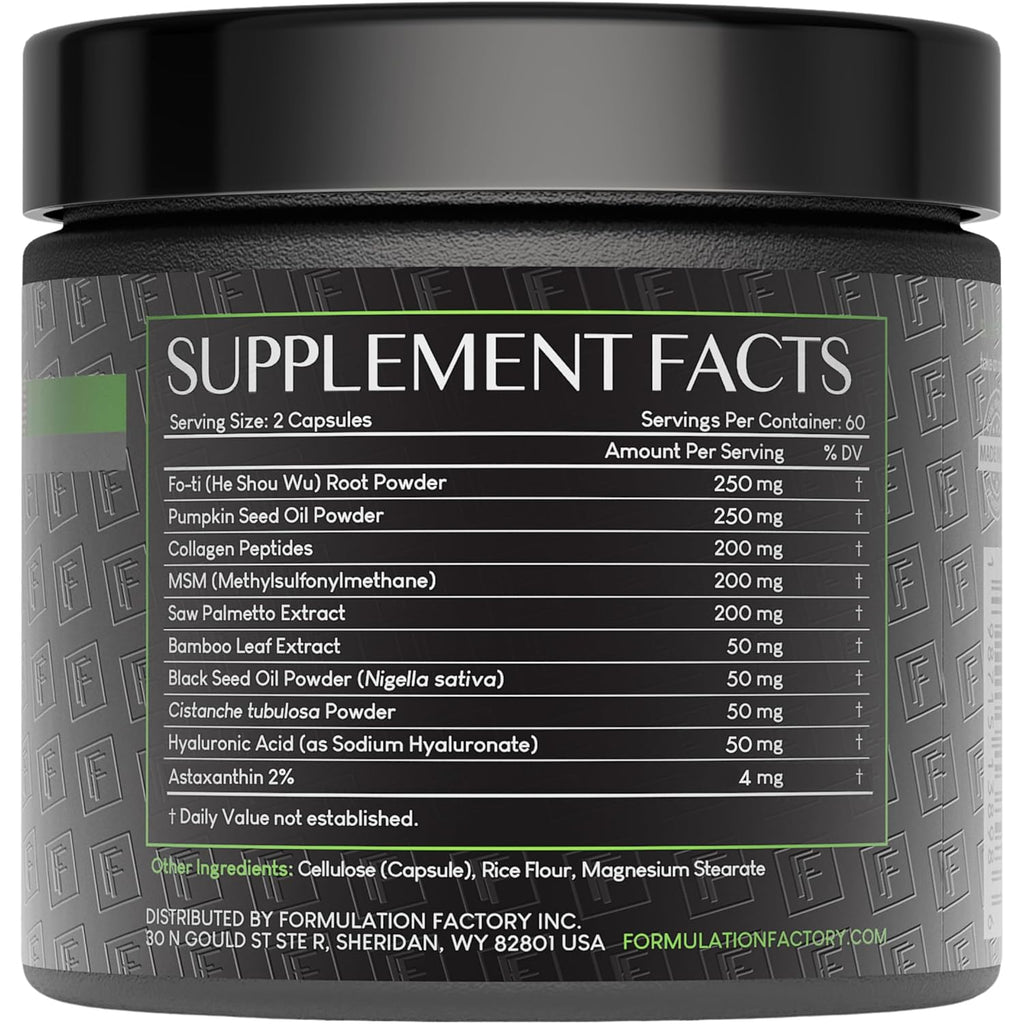 Formulation Factory Crown of Glory 10-in-1 Hair Growth Products - DHT Blocker for Men & Women with Pumpkin Seed Oil - Hair Vitamins for Faster Growth & Thickness - 120 Capsules, 2 Month Supply