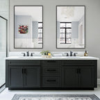 Bathroom Vanity Mirror For Wall, 2 Pack 36" X 24" Metal Framed Rectangular Bathroom Wall Mirror For Over Sink, Hd Shatterproof Glass, Hangs Horizontally Or Vertically(Black)