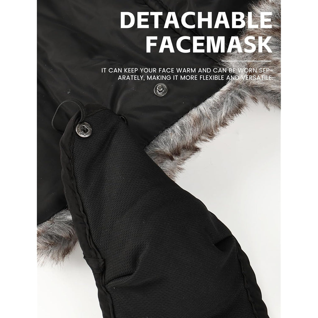 Buauty Fur Trapper Hat for Men Women Winter Windproof Soft Russian Ushanka Hats with Warm Ear Flaps & Removable Mask