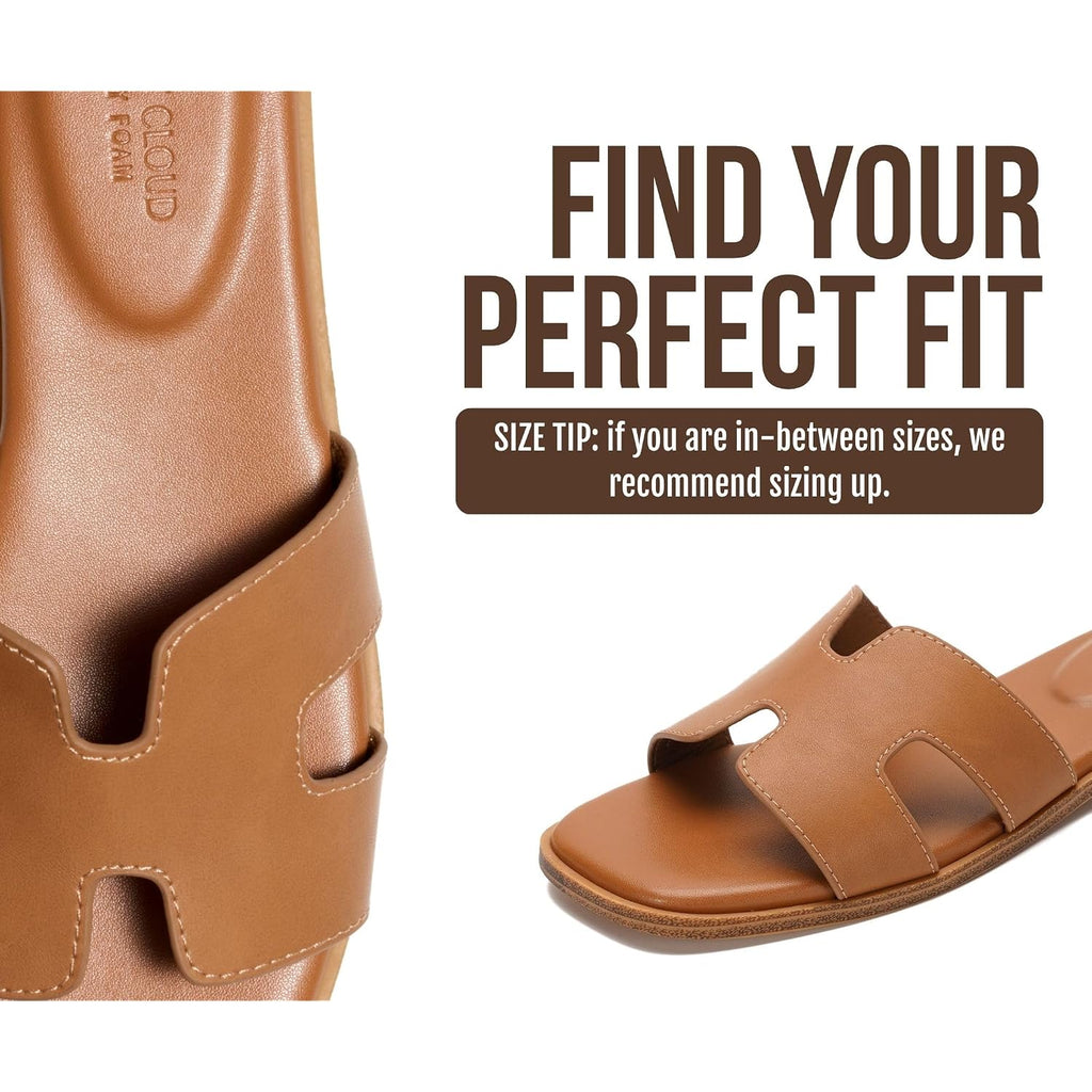 Project Cloud 100% Genuine Leather Sandals For Women 2026 - Fashion Flat Womens Sandals With Memory Foam Insole Slides Sandals Women Footwear - Mules Women'S Sandals (Jannel)
