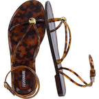 Cushionaire Vita Jelly Sandals For Women, Casual Lightweight Womens Strappy Sandals With Adjustable Buckle Strap And Gold Hardware Accent