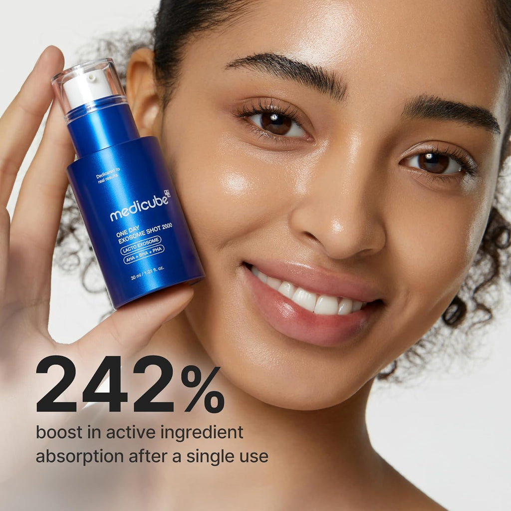 medicube Exosome Shot Zero 2,000 PPM Spicule Facial Serum | Liquid Skin Booster Serum | Exosome, AHA+BHA+PHA | Pore Care, Dead Skin Cells, Skin Texture | Korean Skincare, 1.01 fl.oz