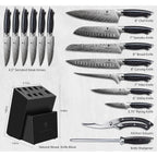 16 Pieces Knife Set, Knife Block Set In Powder Steel, Ultra Sharp Kitchen Knives Set, High Hardness Japanese Knife Set With Ergonomic Pakkawood Handle, Chef Knives Set For Kitchen Cooking