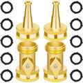 Automan Brass Hose Nozzle - High Pressure Jet Nozzle 4 Count (2 Set), Heavy Duty Water Hose Sprayer Sweeper With Hose Shutoff Valve, 3/4” Ght Nozzles For Garden Hose, Car Wash, Extra 10 Rubber Washers