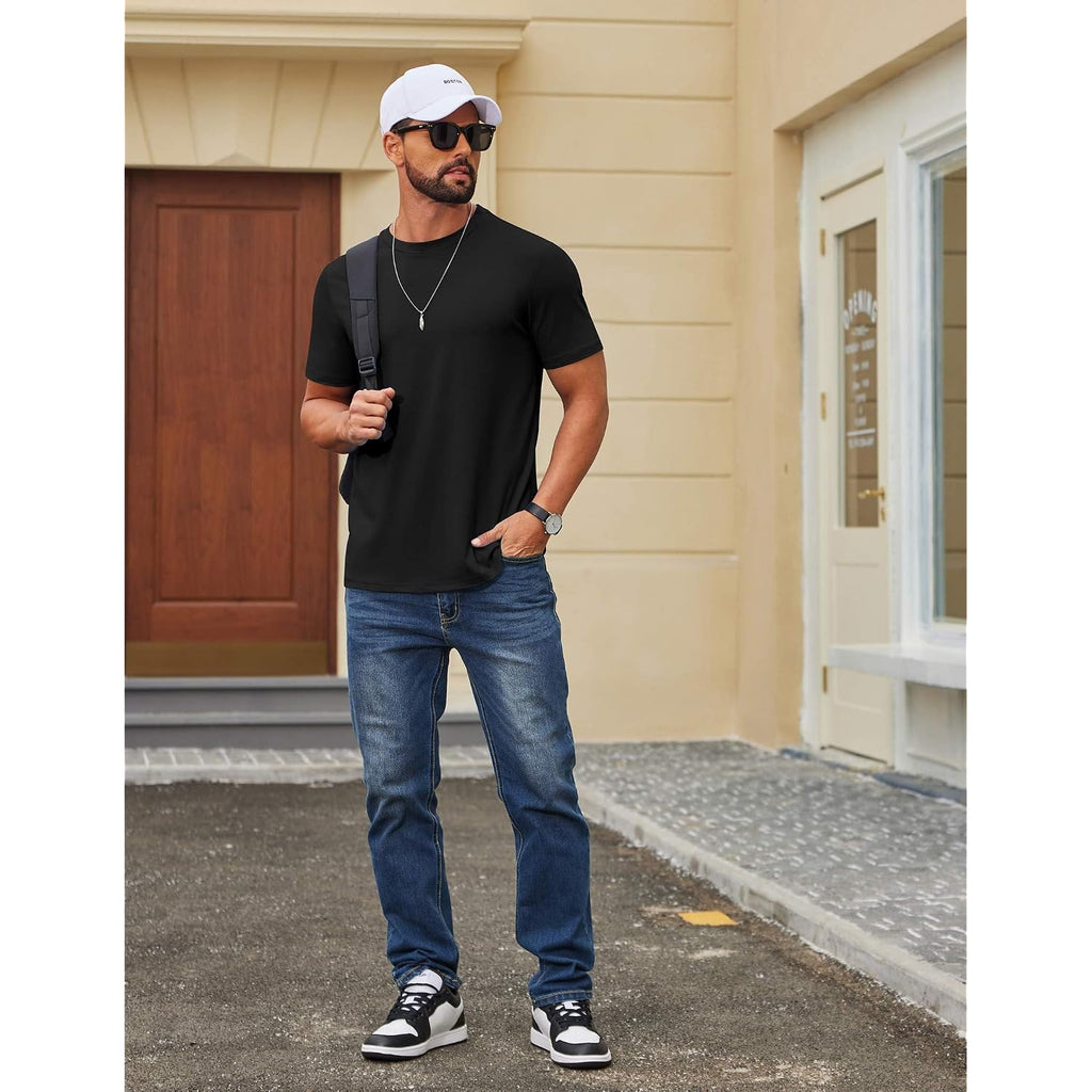 Coofandy Men'S T Shirt Short Sleeve Cotton Blend T-Shirts Crew Neck Casual Summer Basic Tee Shirts